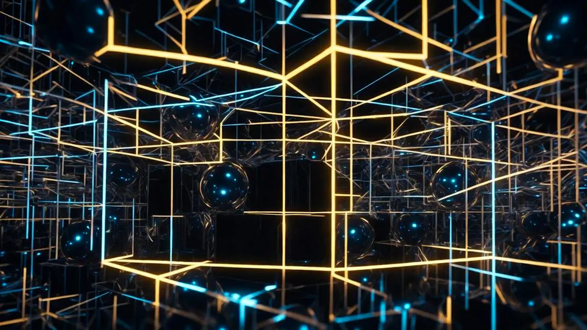 Abstract 3D neon network grid illustrating interconnected email marketing platform features