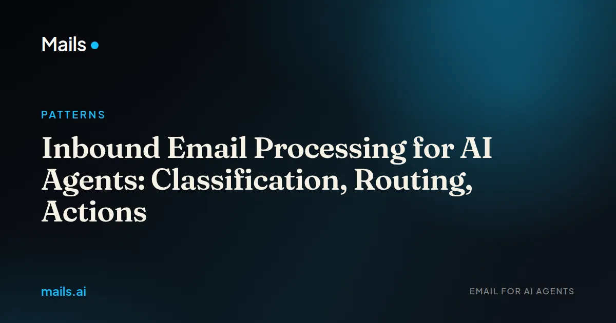Inbound Email Processing for AI Agents: Classification, Routing, Actions