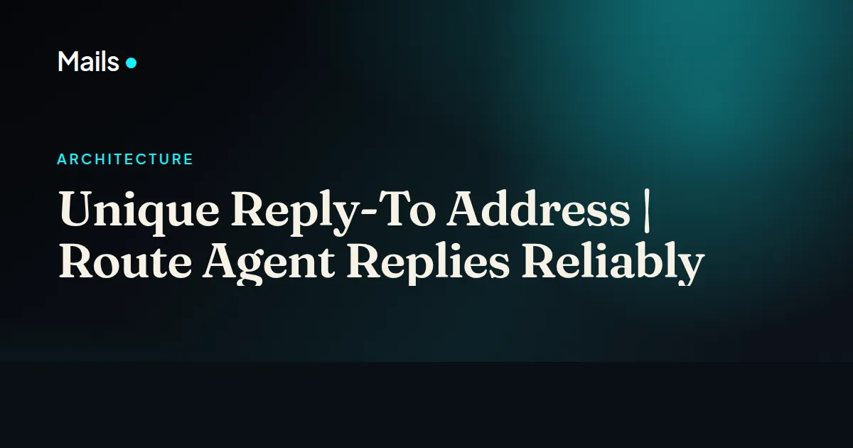 Unique Reply-To Address | Route Agent Replies Reliably