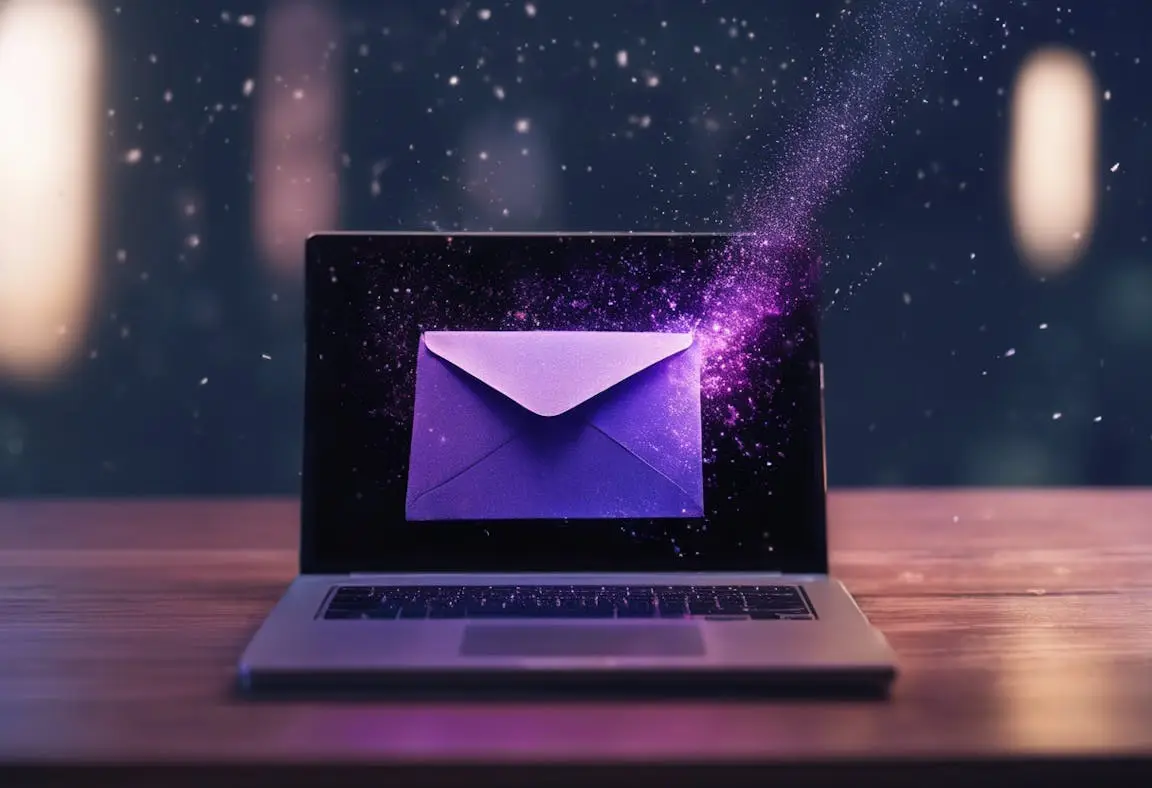Laptop displaying a glowing email envelope representing CAN-SPAM compliant cold email sending
